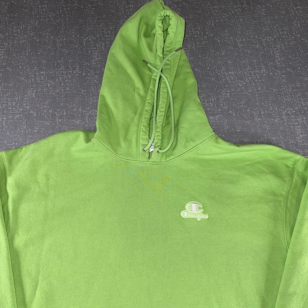 Champion Hoodie Mens XL Green Classic Fleece Pullover‎ Kangaroo Pocket Logo - Picture 3 of 9